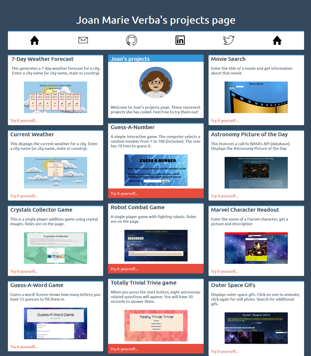 Joan's projects page image